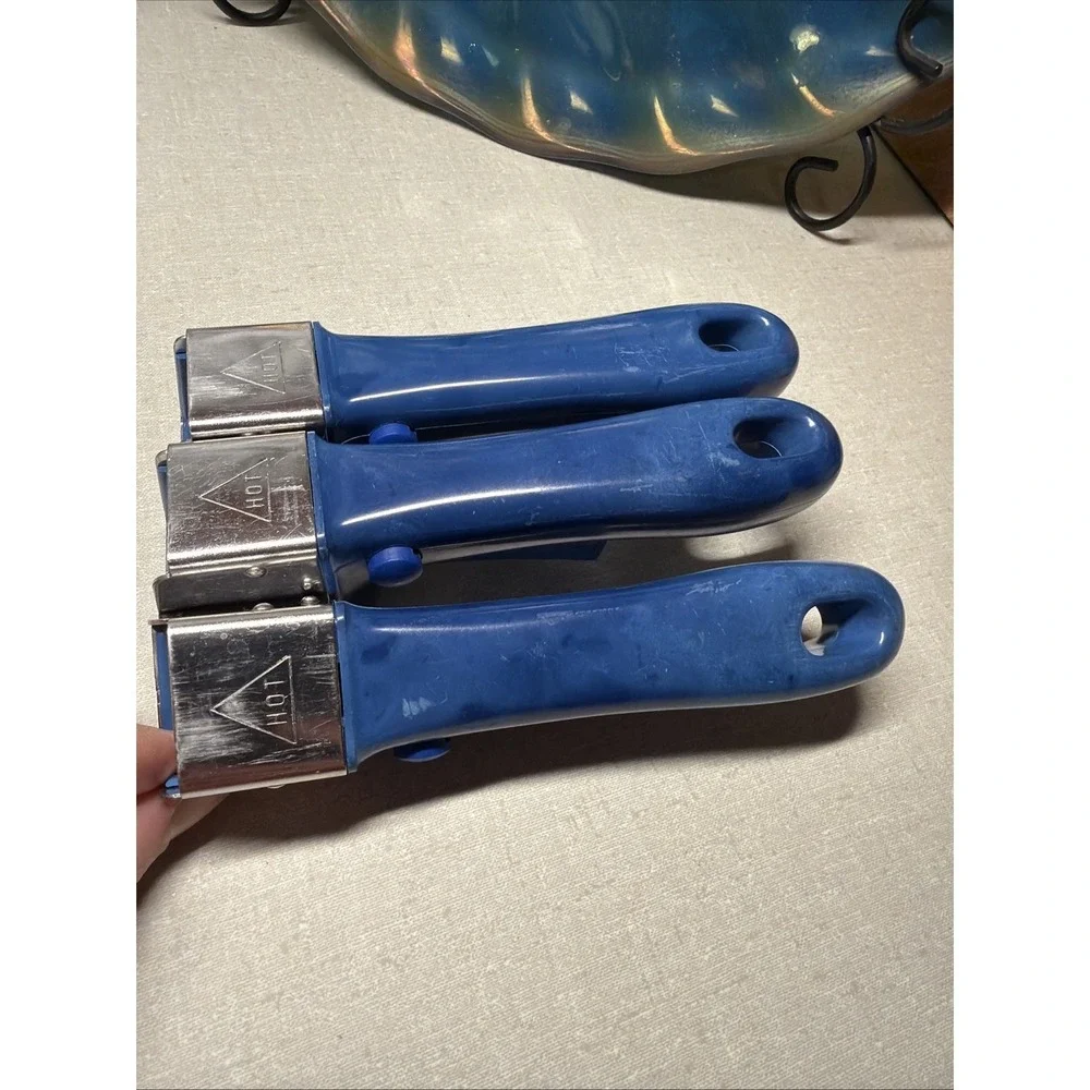 Set of 3 Arcoflam Princess House Nouveau Cookware Detachable Blue  Handles Only